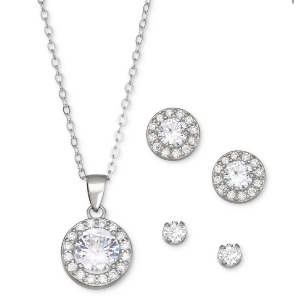 Sterling Silver CubicZirconium Necklace & Earrings